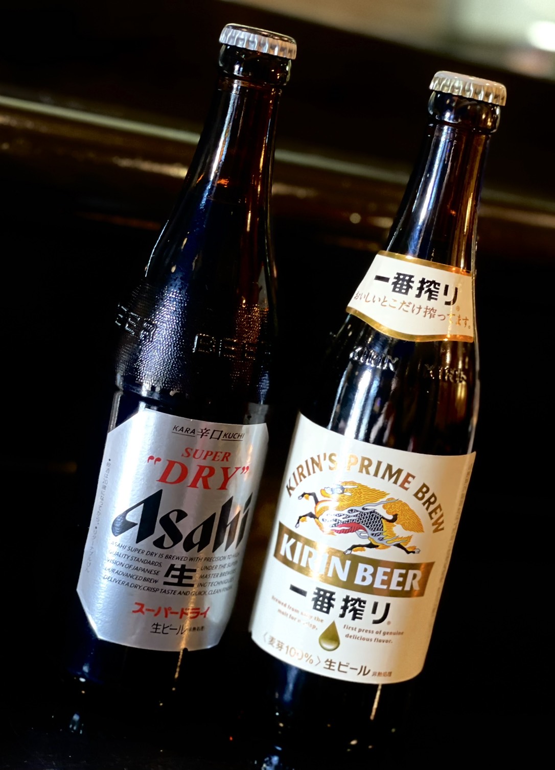瓶ビール（中瓶）アサヒスーパードライ、キリン一番搾り、ノンアルコールビール、アサヒドライゼロの画像